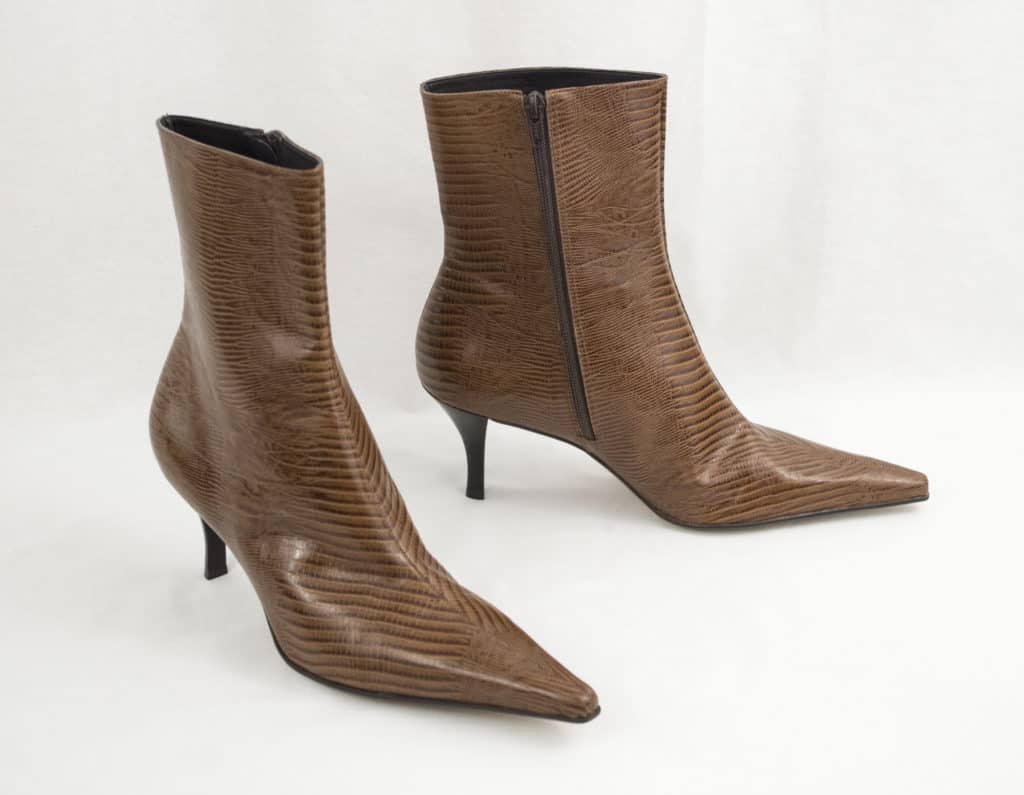 Leather Ankle Boots 9.5M Pointy Toe Heels Brown Brazil Marcello Paci
