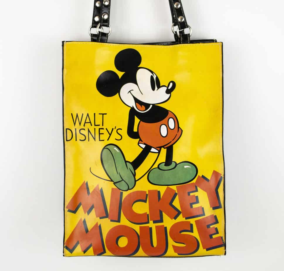 Mickey Mouse Tote Bag Purse Faux Leather 12 x 9 x 5 Yellow Black Walt Disney