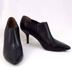 High Heel Booties Mario Tahari Leather Shoes 11 M EU 41.5 Black Pointy Toe